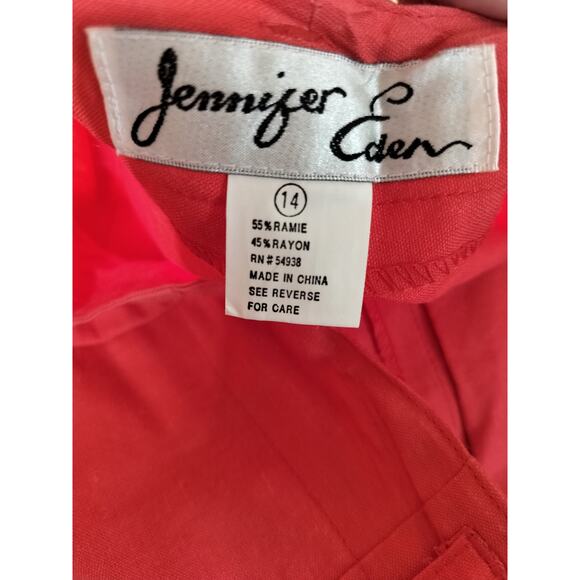 3247) Jennifer Eden Dark Coral Short Sleeve Jacket Short Set J (12 ) S ( 14) - Picture 9 of 10